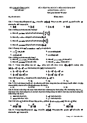 Đề kiểm tra học kì I môn Toán  Lớp 11 (Mã đề 601)